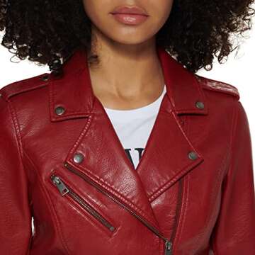 Levi's Women's The Classic Faux Leather Moto Jacket (Regular & Plus Size), Deep Cherry Red, Medium