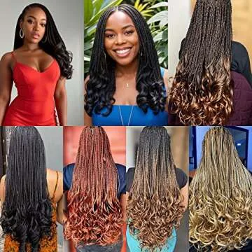Curly Crochet Hair for Women Goddess Box Braids Crochet Hair Pre Looped French Curl Braiding Hair Crochet Braids 14 Inch 7 Packs French Curls Braids Layered Knotless Braids Hair Extensions(1B)