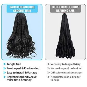 Curly Crochet Hair for Women Goddess Box Braids Crochet Hair Pre Looped French Curl Braiding Hair Crochet Braids 14 Inch 7 Packs French Curls Braids Layered Knotless Braids Hair Extensions(1B)