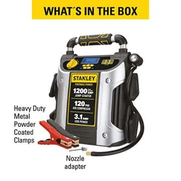 Stanley 1200 Peak Amp Automotive Jump Starter for Safe Travel