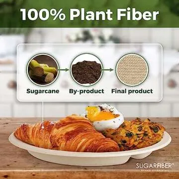 Eco-friendly 10-inch Compostable 3 Compartment Plates