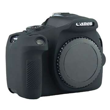 Yisau Camera Case for Canon EOS Rebel T6 T7, Silicion Rubber Camera Case Cover Detachable Protective for EOS 1300D Rebel T6/ EOS 1500D Rebel T7 KISS X90 Camera (Black)