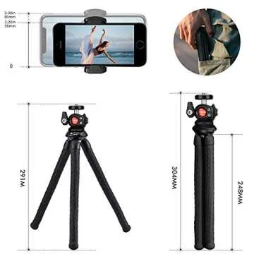 Fotopro Flexible Tripod for iPhone Bendable Flex Leg Camera Tripod with Ball Head Phone Mount idea for Travel vlogging Video Handheld Camera Phone Holder Tripod Stand