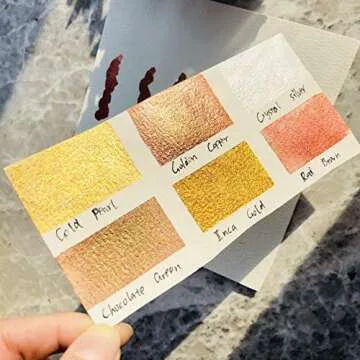 Csy Art Supplies Handmade Watercolors Paint Set - 6 Metallic Gold Colors Half Pans Glitter Solid Water Color- Metal Case Sparkle Pearlescent Watercolour For Artists, Students & Hobbyists