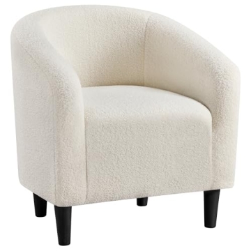 Yaheetech Accent Barrel Chair - Cozy & Elegant Ivory Design