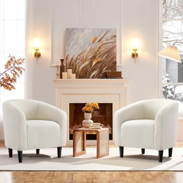 Yaheetech Accent Barrel Chair - Cozy & Elegant Ivory Design
