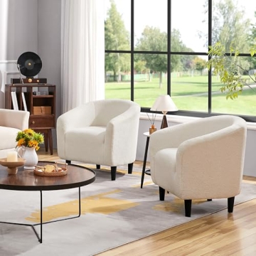 Yaheetech Accent Barrel Chair - Cozy & Elegant Ivory Design