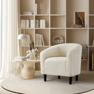 Yaheetech Accent Barrel Chair - Cozy & Elegant Ivory Design