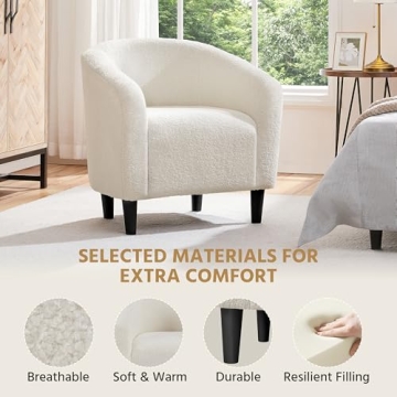 Yaheetech Accent Barrel Chair - Cozy & Elegant Ivory Design