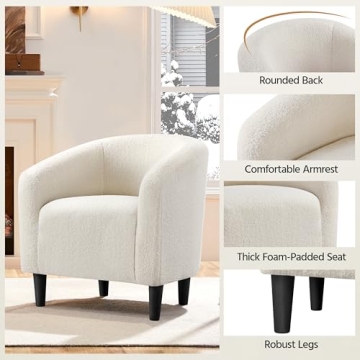 Yaheetech Accent Barrel Chair - Cozy & Elegant Ivory Design