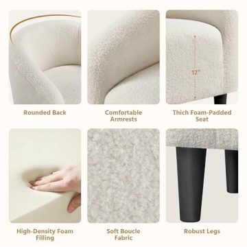 Yaheetech Accent Barrel Chair - Cozy & Elegant Ivory Design