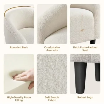 Yaheetech Accent Barrel Chair - Cozy & Elegant Ivory Design