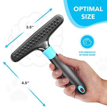 DOGI Deshedding Brush - Undercoat Rake for Dogs, Cats, Matted, Short, Long Hair Coats - Double Row Stainless Steel Pins - Reduce Shedding by 90% (Blue)