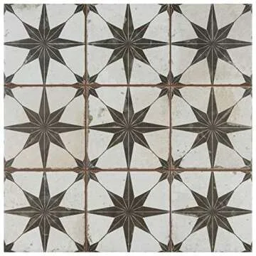 Merola Tile Harmonia Kings Star Nero 13" x 13" Ceramic Floor and Wall Tile