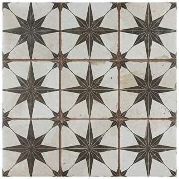 Merola Tile Harmonia Kings Star Nero 13" x 13" Ceramic Floor and Wall Tile