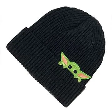 STAR WARS Baby Yoda Beanie - Baby Yoda Peek Beanie, Adjustable - (Unisex, Black)