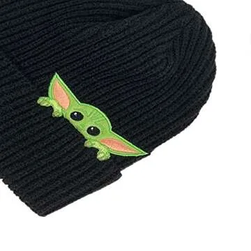 STAR WARS Baby Yoda Beanie - Baby Yoda Peek Beanie, Adjustable - (Unisex, Black)