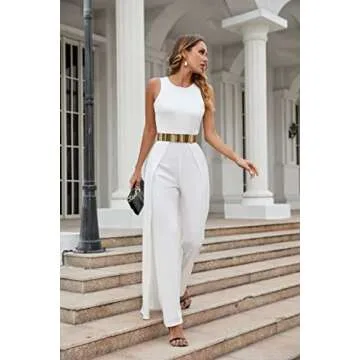 VERWIN Women's Elegant Patchwork Jumpsuit High-Waist XL