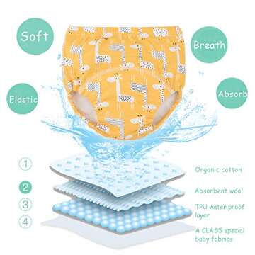 U0U Baby Boys Cotton Training Pants - 4 Pack Toddler Underwear for Potty Training Age 3T