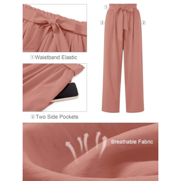 KORSIS Women's Wide Leg Pants Comfortable Casual Trousers Ivory