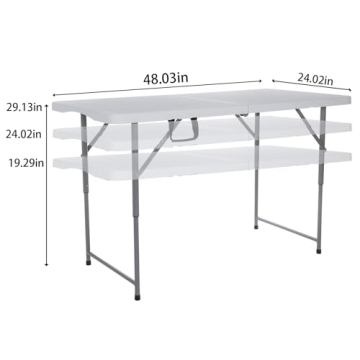 Lakhow 4-Foot Folding Table - Portable and Adjustable