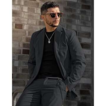COOFANDY Men Blazer Jacket Regular Fit Sports Coat Casual Lightweight One Button Jacket (Dark Grey X...