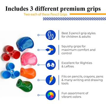 The Pencil Grip Early Childhood Set of 6, Writing Aid Set for Righties and Lefties, Assorted Colors - ECG-006