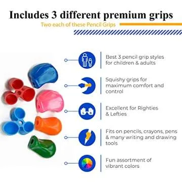 The Pencil Grip Early Childhood Set of 6, Writing Aid Set for Righties and Lefties, Assorted Colors - ECG-006