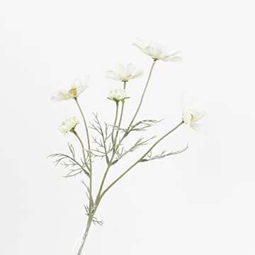 2 Pcs Artificial Fake Flowers Plants Cosmos Silk Flower Arrangements Wedding Bouquets Decorations Plastic Floral Table Centerpieces for Home Kitchen Garden Party Decor Approx 23.6'' High - White