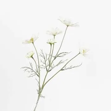 2 Pcs Artificial Fake Flowers Plants Cosmos Silk Flower Arrangements Wedding Bouquets Decorations Plastic Floral Table Centerpieces for Home Kitchen Garden Party Decor Approx 23.6'' High - White