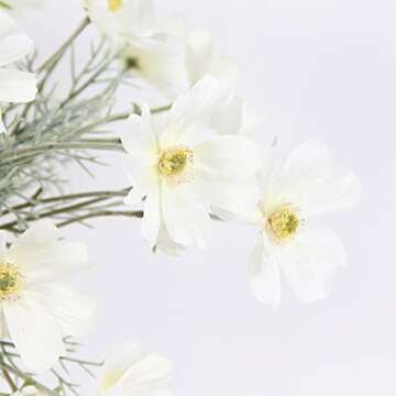 2 Pcs Artificial Fake Flowers Plants Cosmos Silk Flower Arrangements Wedding Bouquets Decorations Plastic Floral Table Centerpieces for Home Kitchen Garden Party Decor Approx 23.6'' High - White