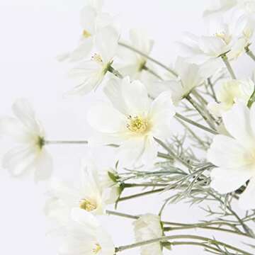 2 Pcs Artificial Fake Flowers Plants Cosmos Silk Flower Arrangements Wedding Bouquets Decorations Plastic Floral Table Centerpieces for Home Kitchen Garden Party Decor Approx 23.6'' High - White