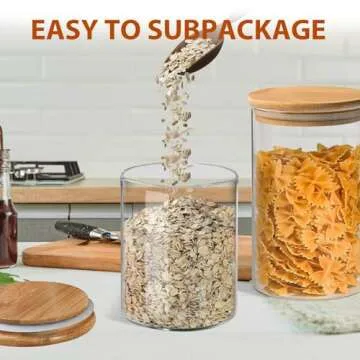 ENLOY Glass Food Storage Jars 32 OZ Set of 3, 3 Pack Airtight Food Storage Jar with Bamboo Lid, Clear Food Canisters for Nuts, Coffee Beans, Sugar, Flour, Snacks, Spice and More (950ml)