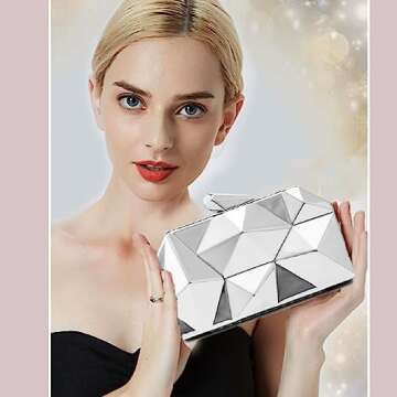 YAPAIOU Elegant Lattice Pattern Evening Clutch Bag for Women