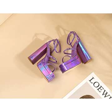 vivianly Womens Platform Ankle Strap Sandals Open Toe Chunky Block High Heels size 10