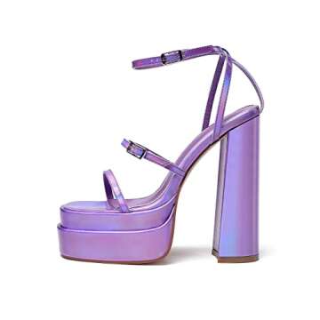 vivianly Womens Platform Ankle Strap Sandals Open Toe Chunky Block High Heels size 10