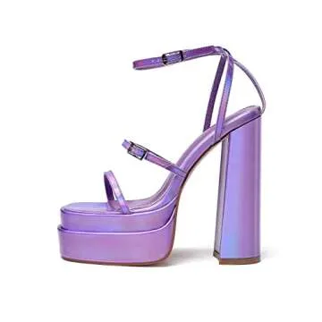 vivianly Womens Platform Ankle Strap Sandals Open Toe Chunky Block High Heels size 10