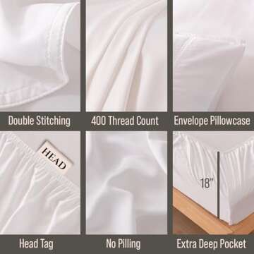 Bella Coterie Luxury Bamboo King Size Sheet Set | 100% Organically Grown Bamboo Viscose | Ultra Soft | Cooling for Hot Sleepers | 18" Deep Pocket [White]