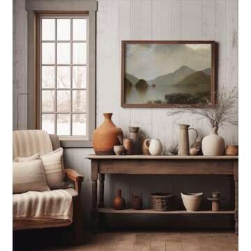 Rustic Farmhouse Wall Art Decor - Unframed Rolled 24x36 Large Canvas - Boho Landscape Picture - Kitchen French Country Print Poster - Aesthetic Vintage Watercolor Painting - Neutral Spring Forest