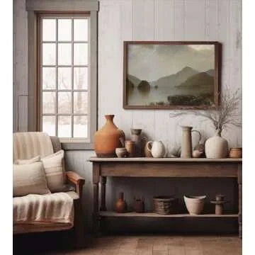 Rustic Farmhouse Wall Art Decor - Unframed Rolled 24x36 Large Canvas - Boho Landscape Picture - Kitchen French Country Print Poster - Aesthetic Vintage Watercolor Painting - Neutral Spring Forest