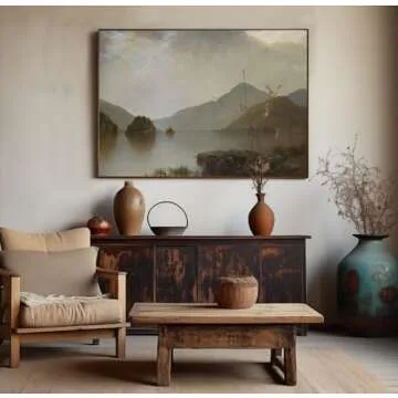 Rustic Farmhouse Wall Art Decor - Unframed Rolled 24x36 Large Canvas - Boho Landscape Picture - Kitchen French Country Print Poster - Aesthetic Vintage Watercolor Painting - Neutral Spring Forest