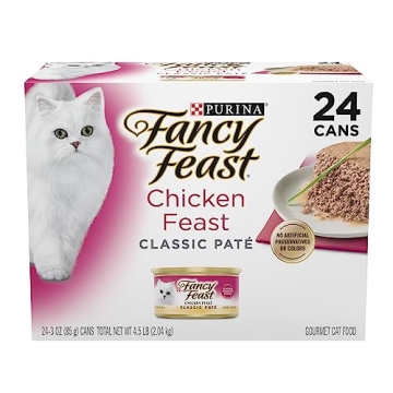 Fancy Feast Chicken Feast Classic Pate Collection Grain Free Wet Cat Food Multi-Pack - (Pack of 24) 3 oz. Pull-Top Cans