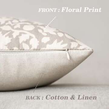 Foindtower Set of 2 Decorative Neutral Floral Throw Pillow Covers Accent Farmhouse Cushion Covers Bo...