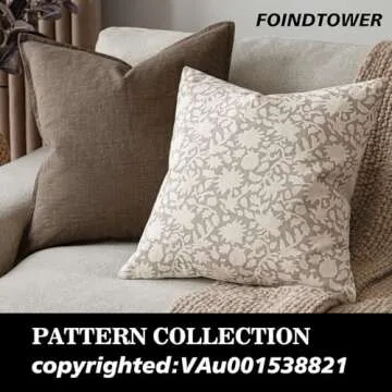 Foindtower Set of 2 Decorative Neutral Floral Throw Pillow Covers Accent Farmhouse Cushion Covers Boho Vintage Pillowcase for Couch Sofa Bedroom Living Room Home Decor Outdoor,20×20 Inch,Ivory Beige