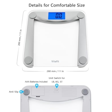 Vitafit Digital Bathroom Scale High Accuracy Blue Backlit LCD