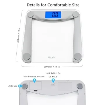 Vitafit Digital Bathroom Scale High Accuracy Blue Backlit LCD