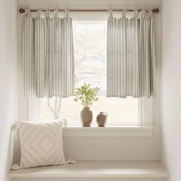 Jinchan Elegant Taupe Striped Tier Curtains for Every Space