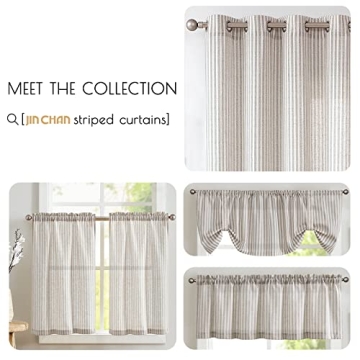 Jinchan Elegant Taupe Striped Tier Curtains for Every Space