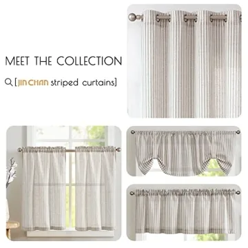 Jinchan Elegant Taupe Striped Tier Curtains for Every Space