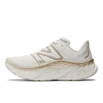 New Balance Women's WMORV4 Running Shoe, White/Gold Metallic/Moonbeam, 8.5 Wide